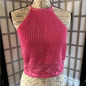 Francesca's Collections Pink Ribbed Crop Tank Top